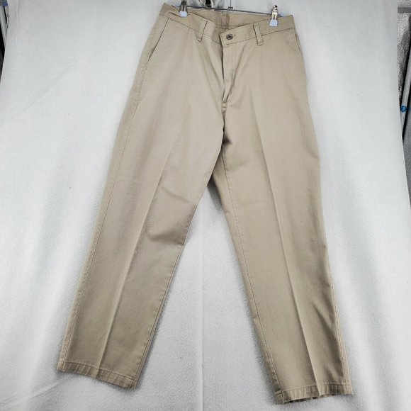 LEE Pants Men's Straight Leg Flat Front 100% Cotton Chinos Brown 33/30 - Picture 2 of 11